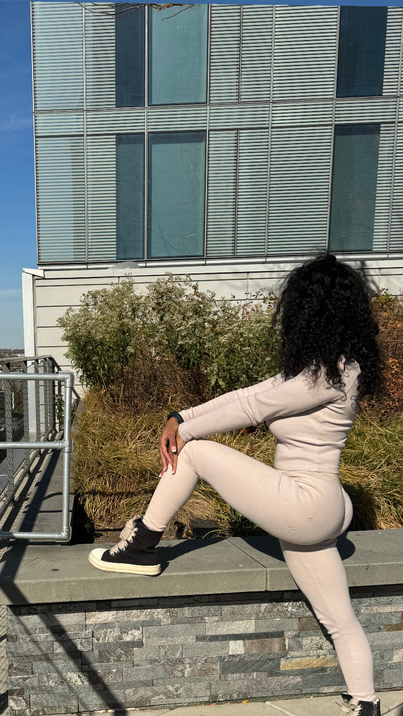 Rib Lounge Leggings Nude
